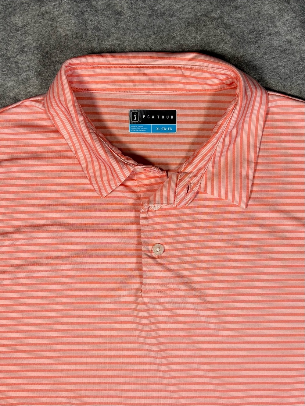 PGA Tour Golf Polo Short Sleeve Pink with Stripes  - Mens XL